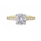 14K White and Yellow Gold Round Center Semi Mount Engagement Ring