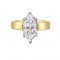 14K White and Yellow Gold Marquise Center Semi Mount Engagement Ring