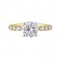 14K White and Yellow Gold Round Center Semi Mount Engagement Ring