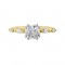 14K White and Yellow Gold Round Center Semi Mount Engagement Ring
