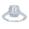14k White Gold Emerald Cut Double Halo Diamond Engagement Ring
