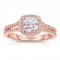 Rm1174cu-14k White Gold Cushion Cut Halo Diamond Split Shank Engagement Ring