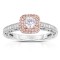 Rm1434rrs -14k Rose Gold Round Cut Double Halo Diamond Vintage Engagement Ring