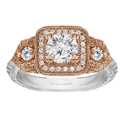 Round Cut Halo Diamond Vintage Engagement Ring