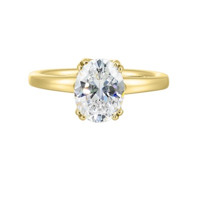 14K Yellow Gold Oval Center Semi Mount Engagement Ring