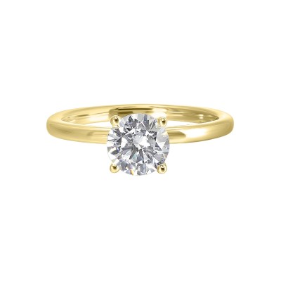 14K Yellow Gold Round Center Semi Mount Engagement Ring