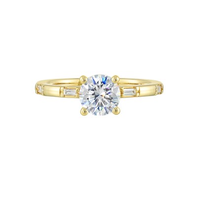 14K Yellow Gold Round Center Semi Mount Engagement Ring