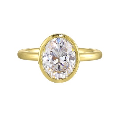 14K Yellow Gold Oval Center Semi Mount Engagement Ring