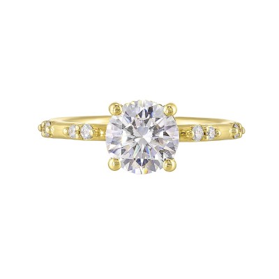 14K Yellow Gold Round Center Semi Mount Engagement Ring