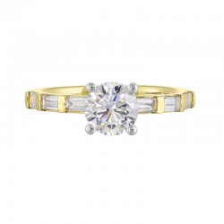 14K White and Yellow Gold Round Center Semi Mount Engagement Ring
