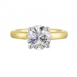 14K White and Yellow Gold Round Center Semi Mount Engagement Ring