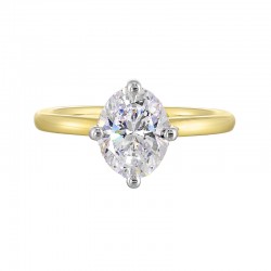 14K White and Yellow Gold Oval Center Semi Mount Engagement Ring