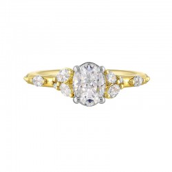 14K White and Yellow Gold Oval Center Semi Mount Engagement Ring