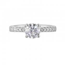 14K White Gold Round Center Semi Mount Engagement Ring
