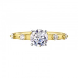 14K White and Yellow Gold Round Center Semi Mount Engagement Ring
