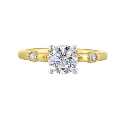 14K White and Yellow Gold Round Center Semi Mount Engagement Ring