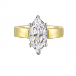 14K White and Yellow Gold Marquise Center Semi Mount Engagement Ring