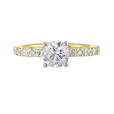 14K White and Yellow Gold Round Center Semi Mount Engagement Ring