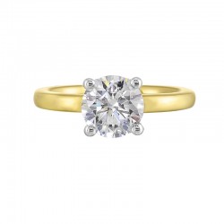14K White and Yellow Gold Round Center Semi Mount Engagement Ring