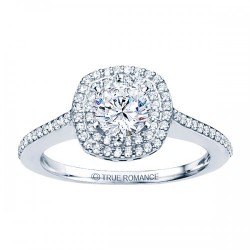 Rm1025-14k White Gold Round Cut Double Halo Diamond Engagement Ring