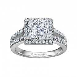 Rm1098p-14k White Gold Halo Engagement Ring