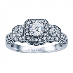 Rm1113r-14k White Gold Round Cut Diamond Vintage Style Engagement Ring