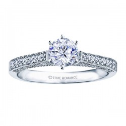 Rm1118-14k White Gold Vintage Engagement Ring
