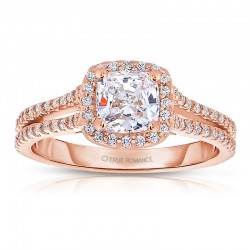 Rm1174cu-14k White Gold Cushion Cut Halo Diamond Split Shank Engagement Ring