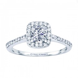 Rm1301p-14k White Gold Princess Cut Halo Diamond Engagement Ring
