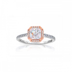 Rm1309e-14k White Gold Emerald Cut Halo Diamond Engagement Ring