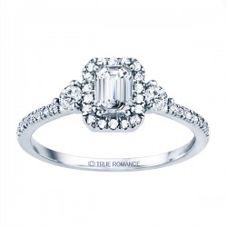 Rm1345e-14k White Gold Emerald Cut Halo Diamond Engagement Ring