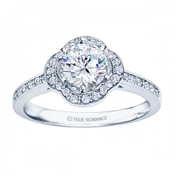 Rm1347-14k White Gold Round Cut Halo Diamond Engagement Ring