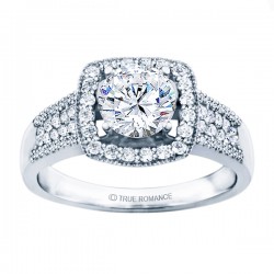 Rm1375-14k White Gold Halo Engagement Ring