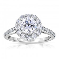 Rm1381-14k White Gold Round Cut Halo Diamond Engagement Ring