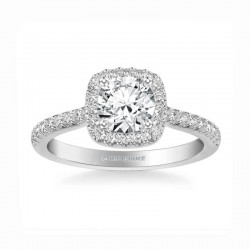 Rm1387-14k White Gold Round Cut Halo Diamond Engagement Ring