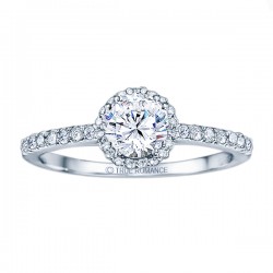 Rm1408-14k White Gold Round Cut Halo Diamond Engagement Ring