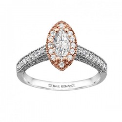 Rm1430m -14k White Gold Marquise Cut Halo Diamond Vintage Engagement Ring