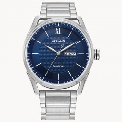 Citizen Classic w/ Blue Dial and Silver-Tone Bracelet Eco-Drive Watch