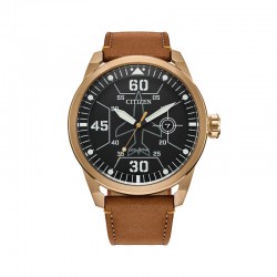 AVION BROWN/ROSE OVERSIZED LEATHER BAND WATCH