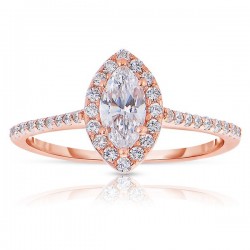 Rm1301m-14k Rose Gold Marquise Cut Halo Diamond Engagement Ring