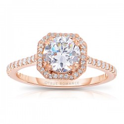 Rm1309rs-14k Rose Gold Round Cut Halo Diamond Engagement Ring