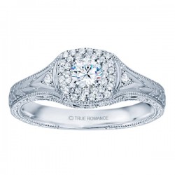 Rm1435-14k White Gold Vintage Engagement Ring
