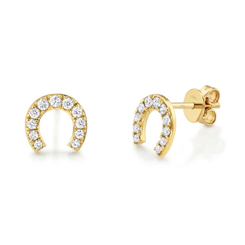 0.32ct 14k Yellow Gold Diamond Horseshoe Stud Earring BDSHYCSC55006307