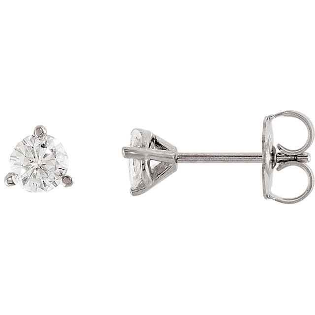 Children's Diamond Stud Earrings Screw Back .14TCW | 14K White Gold